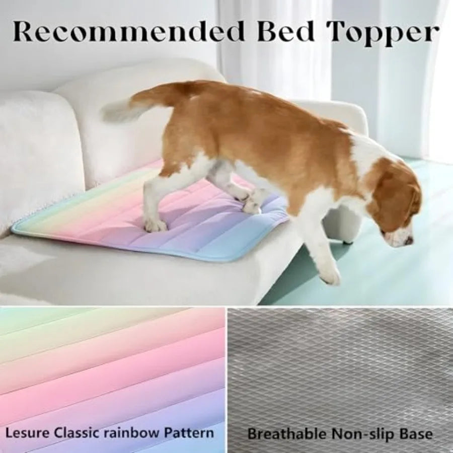 Dog Cooling Mat Pet Rainbow Gradient Ice Mat Pet Ice Mat Pet Cooling Pad Cooling Gel Pad for Dogs and Cats Pet Non-Toxic PVC Su