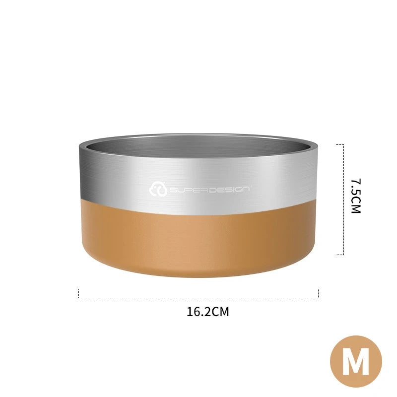 Super Design Stainless Steel Pet Bowl, Cat Bowl, Large-Diameter Dog Bowl, Dog Basin, Anti-Knock Slow Food Bowl