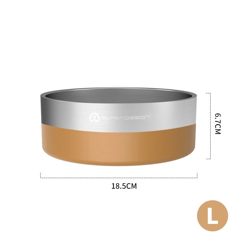 Super Design Stainless Steel Pet Bowl, Cat Bowl, Large-Diameter Dog Bowl, Dog Basin, Anti-Knock Slow Food Bowl
