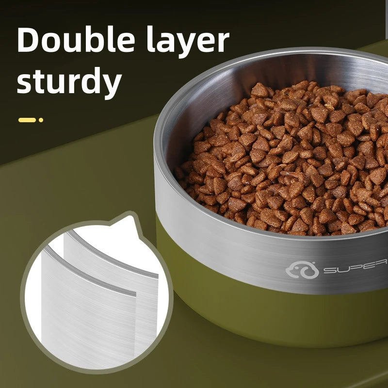 Super Design Stainless Steel Pet Bowl, Cat Bowl, Large-Diameter Dog Bowl, Dog Basin, Anti-Knock Slow Food Bowl