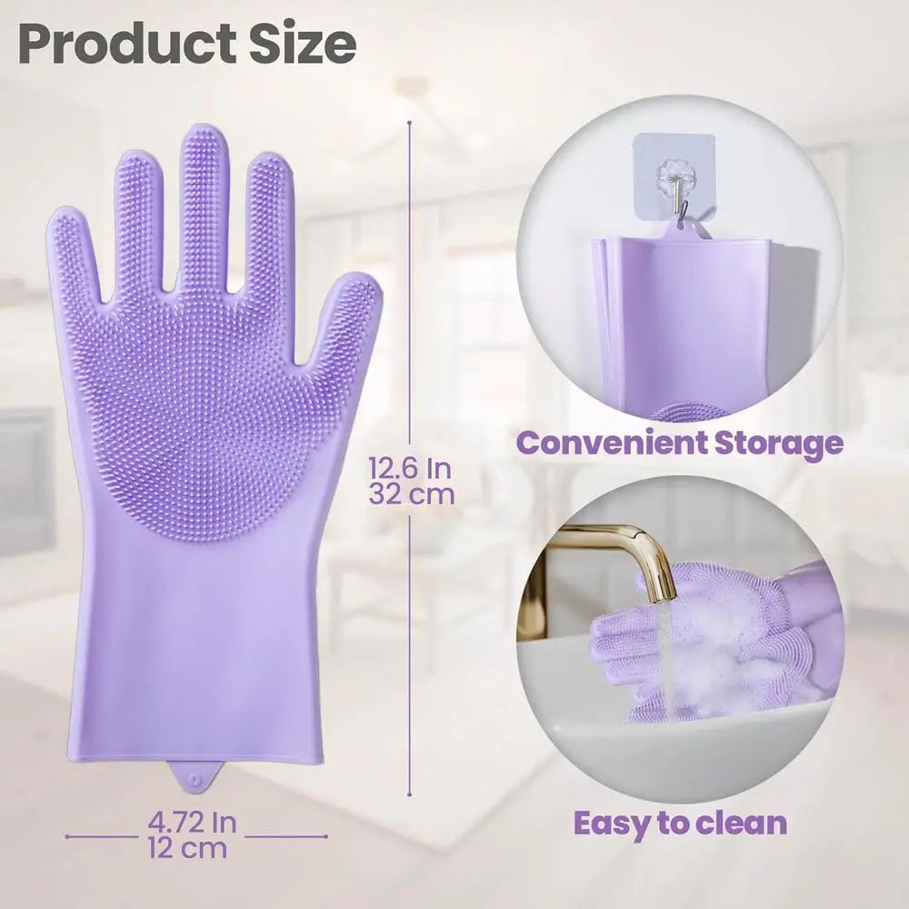 Pet Grooming Gloves 1 Pair: Soft and Gentle Silicone Dog Washing Gloves - Bathing Scrubber Brush Mitt Grooming Shedding Fur Remo