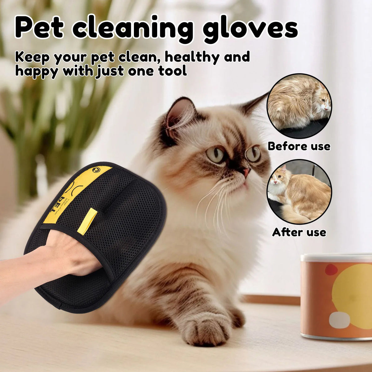 3 Pcs Pet Hair Remover Glove Reusable Static Removal Gloves Double-Sided Cat Dog Grooming Gloves Hair Removal Tool Pet Supplies