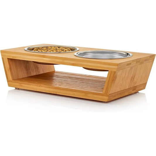 4" Tall Elevated Dog Bowls for Small Dogs Food and Water Bowl Set by Natural