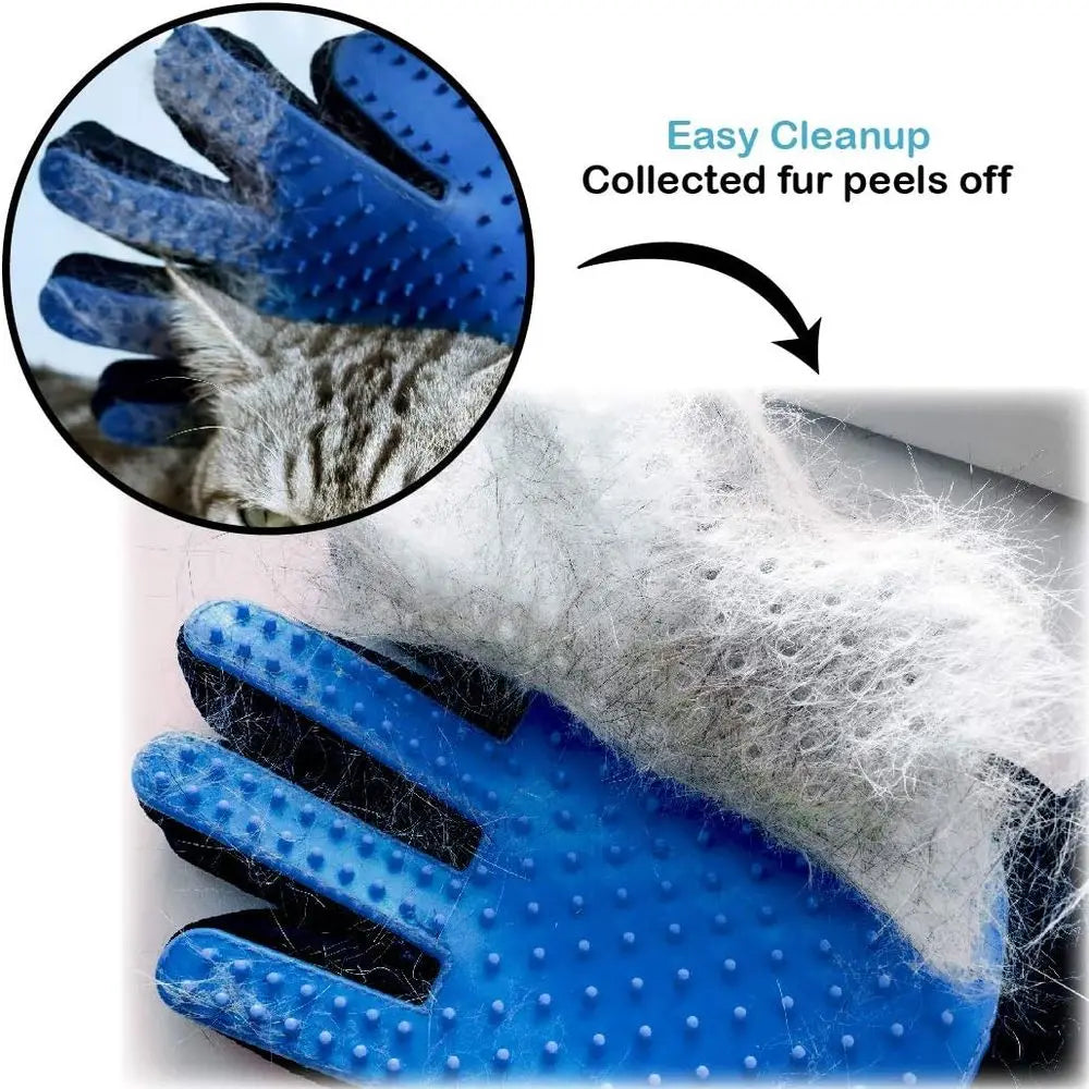 Dog Grooming Gloves Professional Deshedding, Brushing, Cleaning Mitt Tool for Small, Medium or Large Dogs & Cats. Hair Remover.
