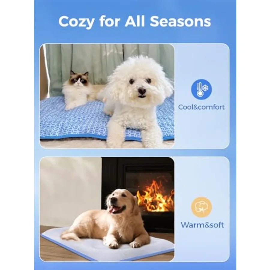 Cooling Mat Specially for Dogs, 44 Inches × 32 Inches, Thick High Resilience Noise-Reducing Dog Cooling Pad with Long-Lasting Noise Reduction Performance