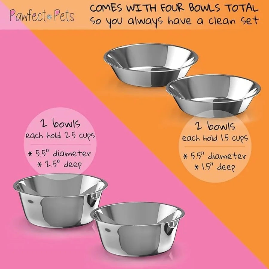 4" Tall Elevated Dog Bowls for Small Dogs Food and Water Bowl Set by Natural