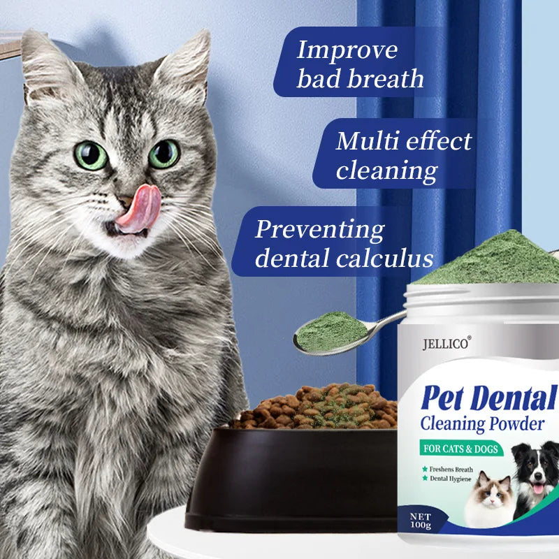 100G Pet Tooth Cleaning Powder, Reducing Tartar and Stones, Used for Oral Cleaning and Eliminating Bad Breath Pet Cleaning