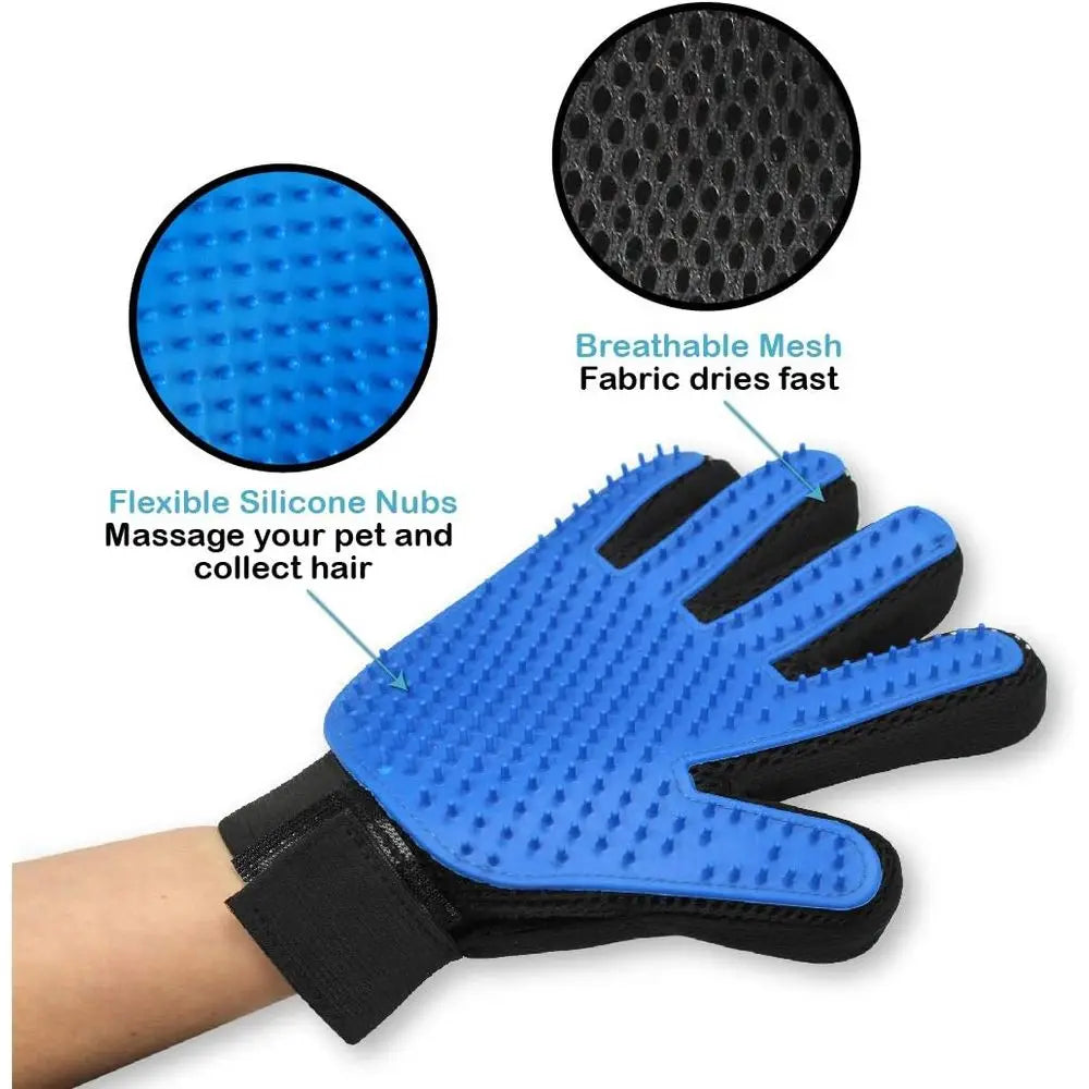 Dog Grooming Gloves Professional Deshedding, Brushing, Cleaning Mitt Tool for Small, Medium or Large Dogs & Cats. Hair Remover.
