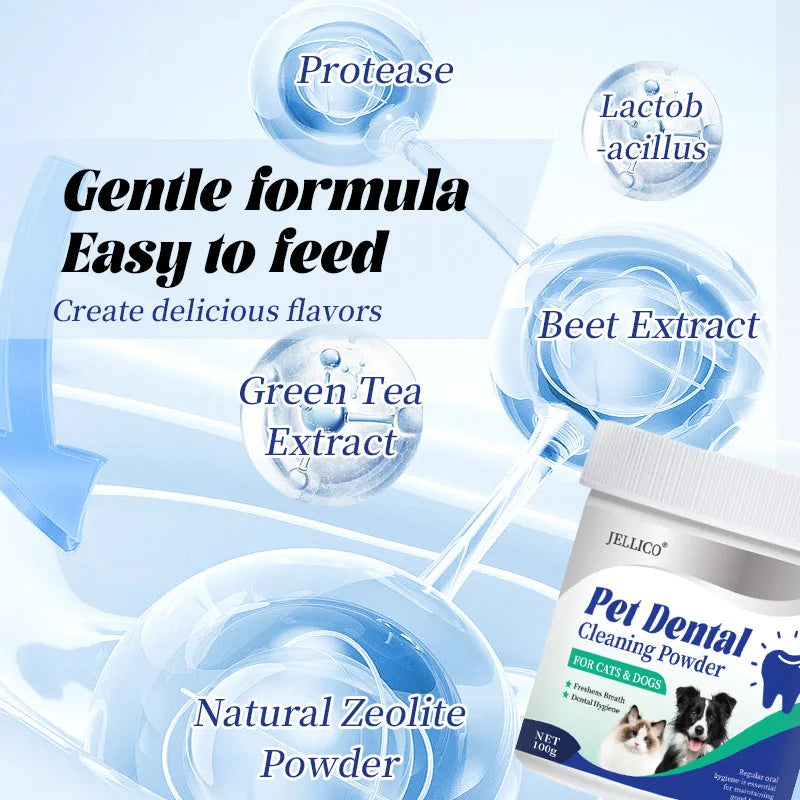 100G Pet Tooth Cleaning Powder, Reducing Tartar and Stones, Used for Oral Cleaning and Eliminating Bad Breath Pet Cleaning