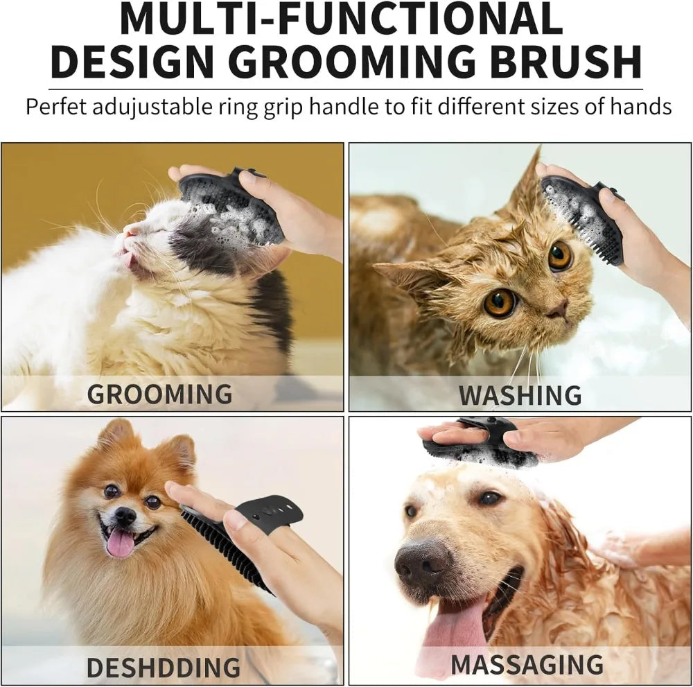 7 in 1 Dog Paw Cleaner for Dogs & Cats - Portable Paw Washer, Bath Brush, 2 Toothbrushes, 3 Towels (Medium, Black)