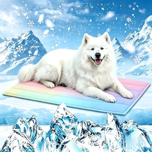 Dog Cooling Mat Pet Rainbow Gradient Ice Mat Pet Ice Mat Pet Cooling Pad Cooling Gel Pad for Dogs and Cats Pet Non-Toxic PVC Su
