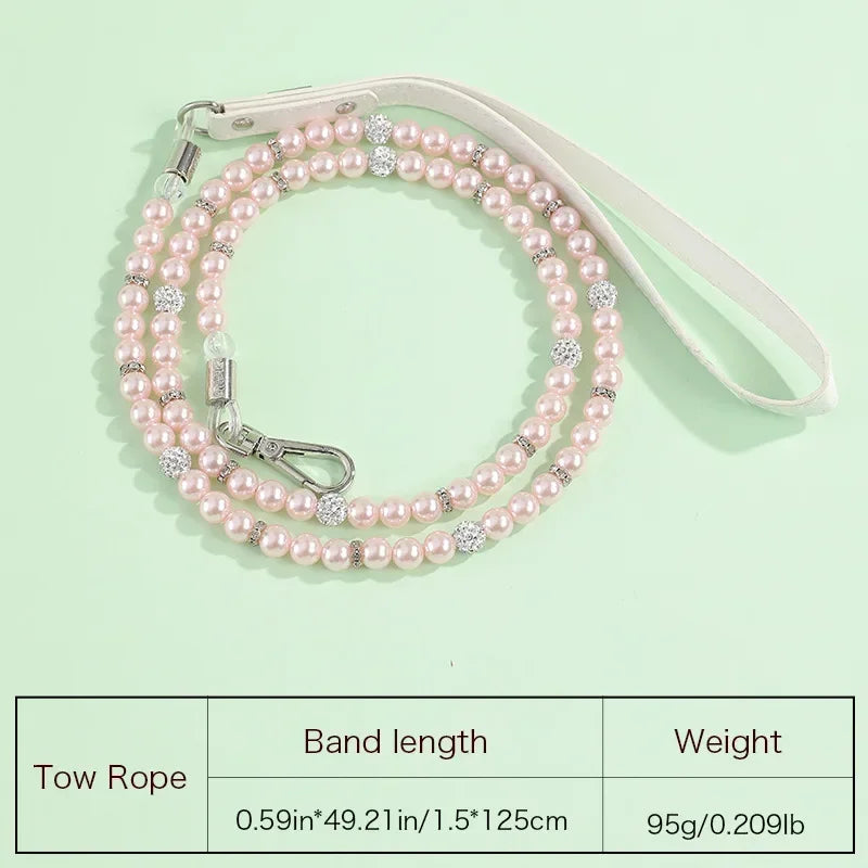 Luxury Pearl Sphynx Cat Necklace Collar Adjustable for Small Cats Pet Collars and Leash Set Kitten Garfield Pet Accessories