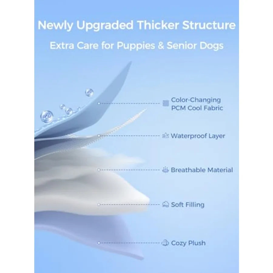 Cooling Mat Specially for Dogs, 44 Inches × 32 Inches, Thick High Resilience Noise-Reducing Dog Cooling Pad with Long-Lasting Noise Reduction Performance