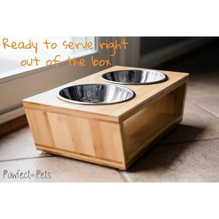 4" Tall Elevated Dog Bowls for Small Dogs Food and Water Bowl Set by Natural