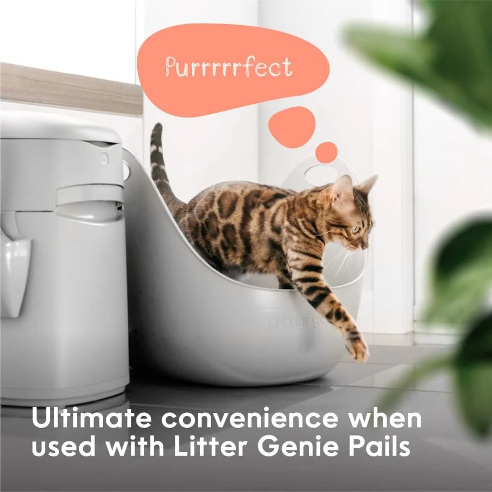 Portable Open High Sided Cat Litter Box with Handles, Flexible Easy-Clean Plastic