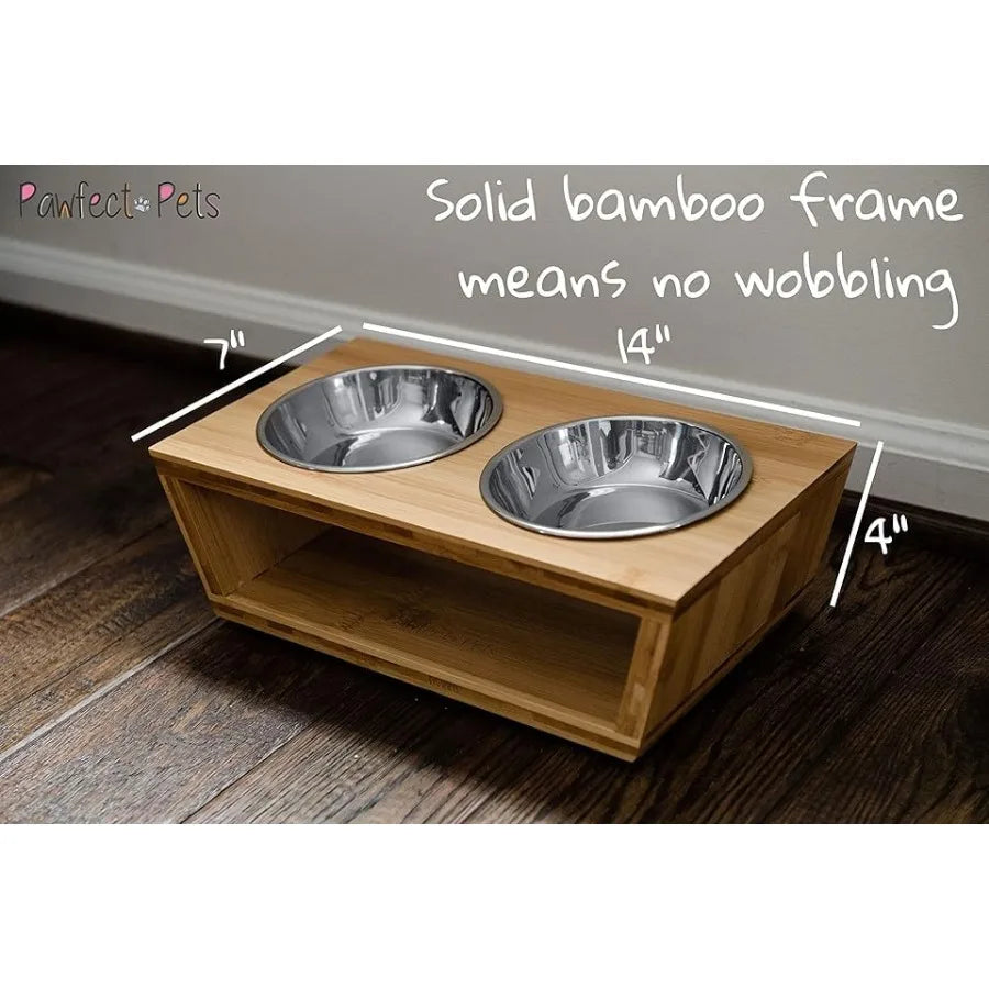 4" Tall Elevated Dog Bowls for Small Dogs Food and Water Bowl Set by Natural