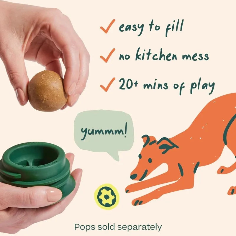 2 Pupsicle interactive dog chew toys, suitable for puppies and adults, bite resistant toys, with weighted base and cushioned snack box, low food design puppy snack box, suitable for dog breeds weighing 25-75 pounds