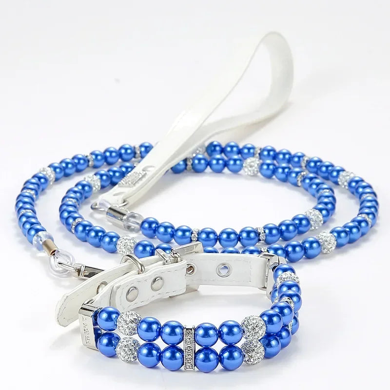 Luxury Pearl Sphynx Cat Necklace Collar Adjustable for Small Cats Pet Collars and Leash Set Kitten Garfield Pet Accessories